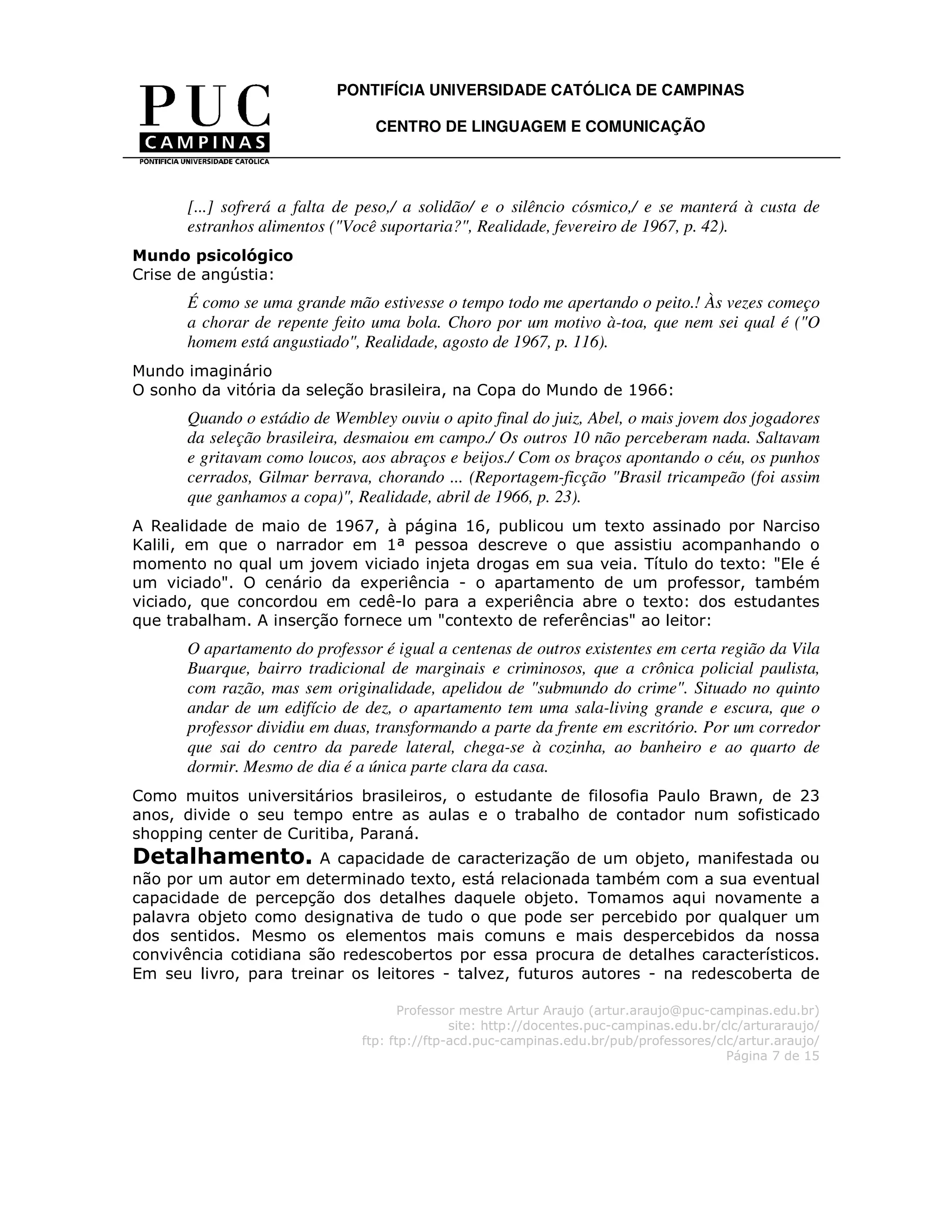 A reportagem descritiva