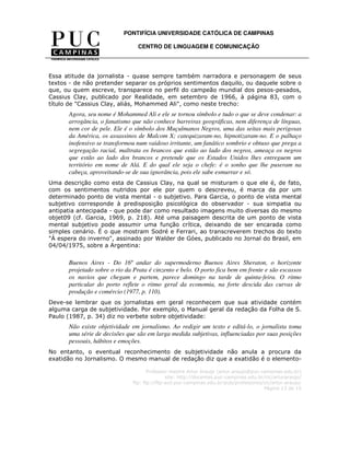 A reportagem descritiva