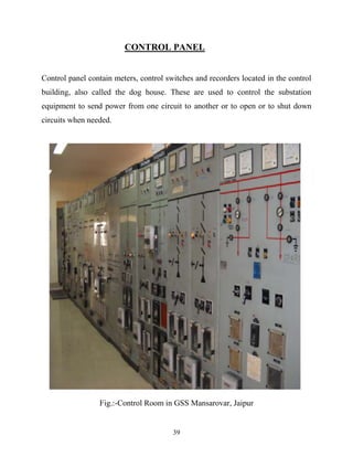 CONTROL PANEL 
Control panel contain meters, control switches and recorders located in the control 
building, also called ...