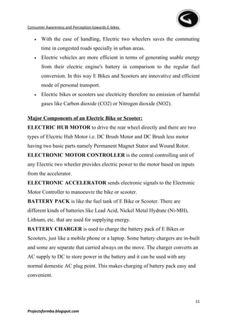 A report on consumer awareness and perception towards e bikes | DOC