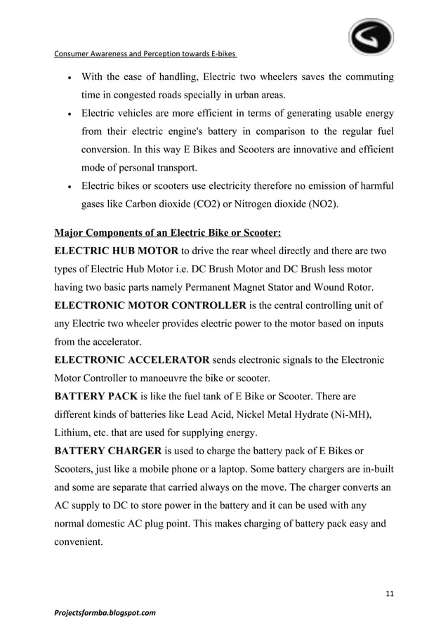 A report on consumer awareness and perception towards e bikes