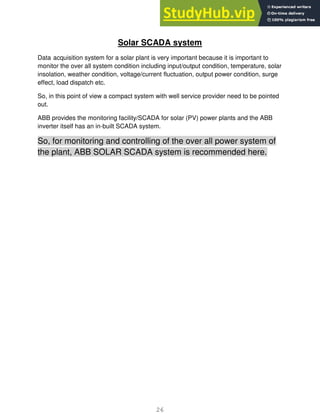 A Report On Design Estimation Of 1MW Solar PV Plant (Utility Scale) | PDF