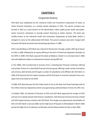 A report on icici bank