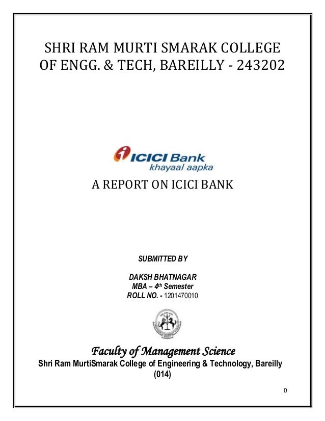 dissertation report on icici bank