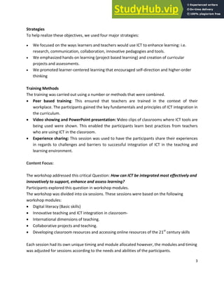 A Report On Teachers Workshop On ICT Use In Classroom | PDF
