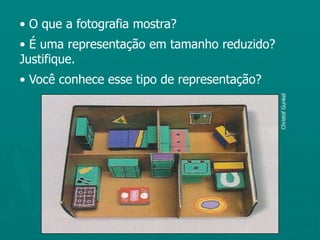 Plantas Nos mapas, as escalas são geralmente superiores a 1 : 20 000. Eles representam áreas de municípios, estados, países, continentes ou toda a superfície terrestre. No entanto, se a área a ser representada for pequena, não será possível mostrá-la em detalhes num mapa.As representações gráficas de pequenas áreas recebem o nome de plantas. Elas são feitas em escalas grandes (até 1 : 20 000) e, em geral, apresentam vários detalhes.As plantas são muito usadas para representar um bairro ou uma cidade. As prefeituras utilizam-nas para facilitar a administração e o planejamento das cidades.