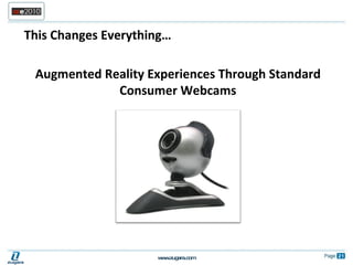 This Changes Everything… Augmented Reality Experiences Through Standard Consumer Webcams 