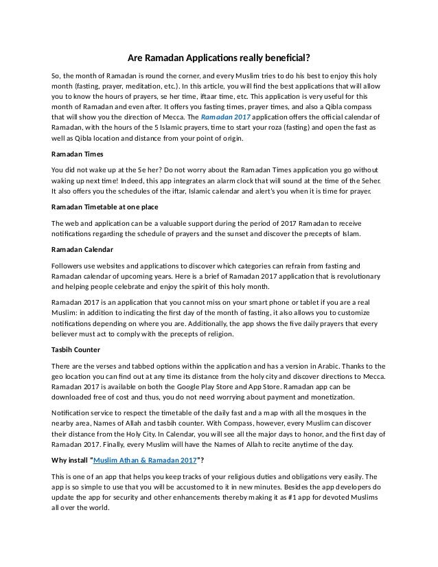 are ramadan applications really beneficial