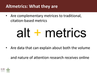 AReS and Altmetrics: How we use them at ILRI