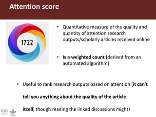 AReS and Altmetrics: How we use them at ILRI