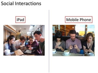 Social Interactions

       iPad           Mobile Phone
 