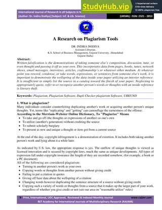 A Research On Plagiarism Tools | PDF
