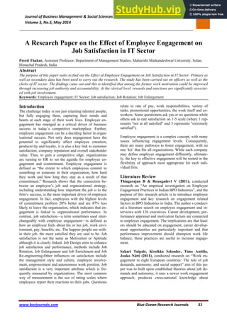A Research Paper on the Effect of Employee Engagement on Job ...