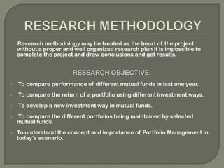 An investor who understands the fundamental principles and analytical aspects of portfolio management has a better chance of success. OBJECTIVES & SCOPE OF STUDYThe study was conducted to understand each and every aspect of portfolio and to analyze the equity performance. The main objective of the present study is to accomplish the following objective. Risk minimization. 