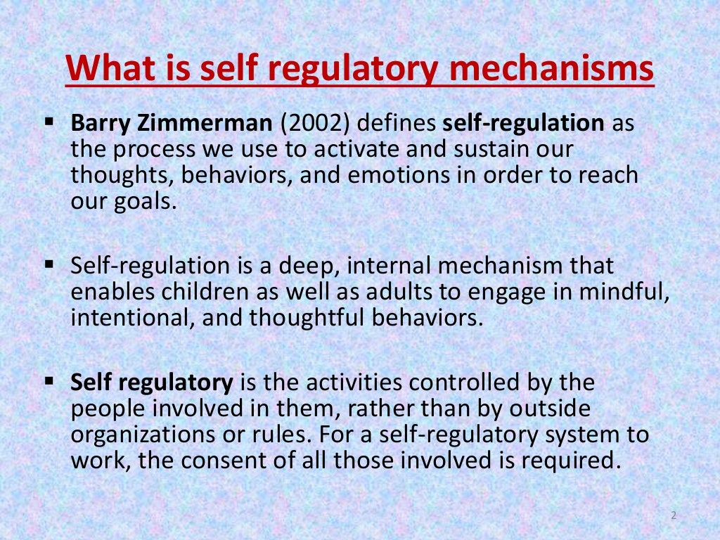 Are self regulatory mechanisms possible to maintain discipline in an