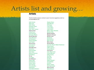 Artists list and growing…

 