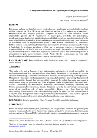 Revista Gestão & Tecnologia, Pedro Leopoldo, v. 7, n. 2, p. 1-17, ago./dez. 2007 1
A Responsabilidade Social nas Organizaç...