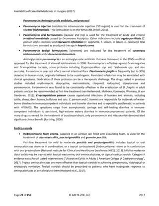 Paromomycin Injection Availability of essential medicines in Hungary (2017) | PDF