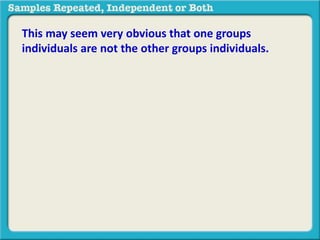 This may seem very obvious that one groups 
individuals are not the other groups individuals. 
 