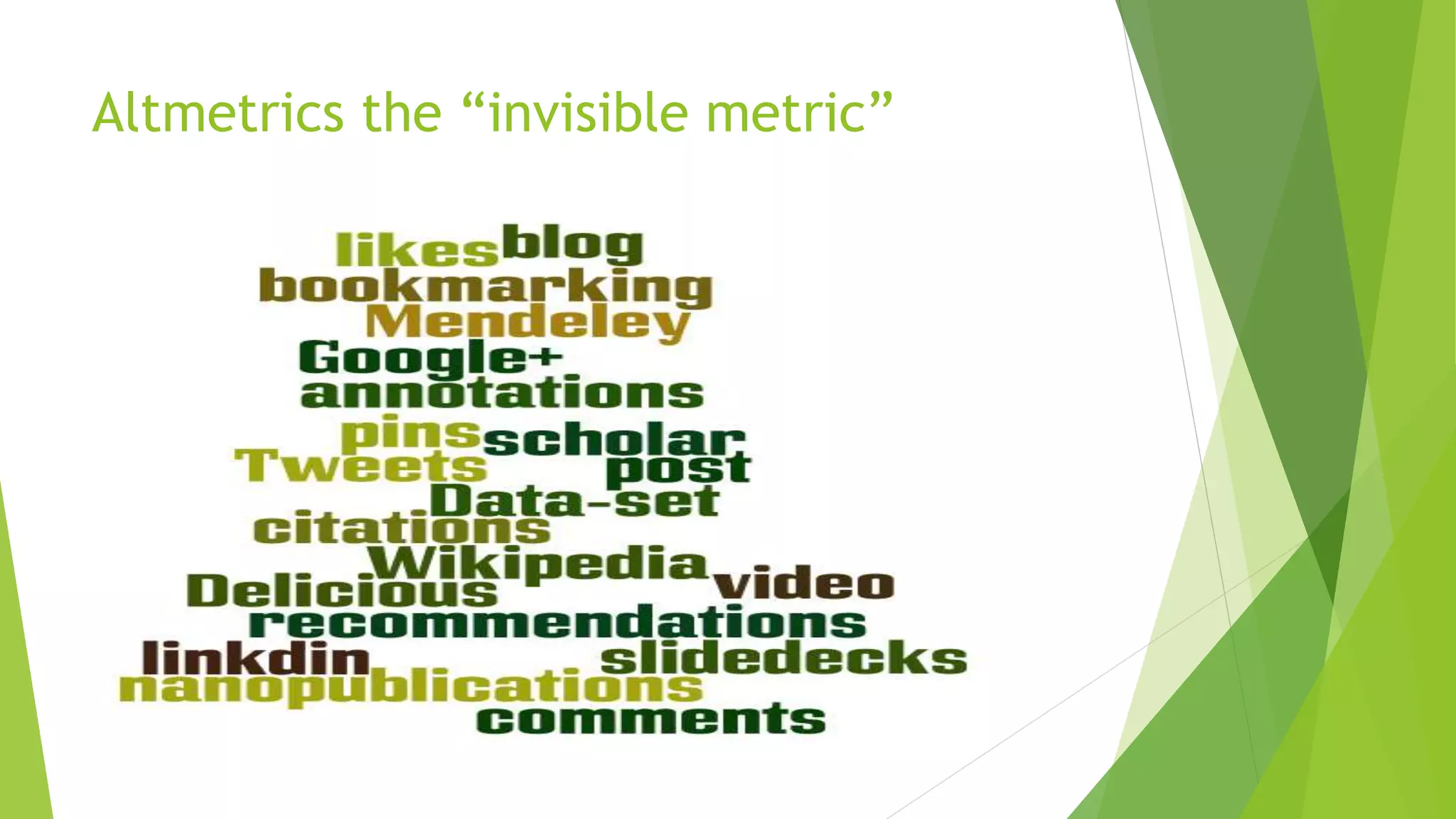Altmetrics the “invisible metric”