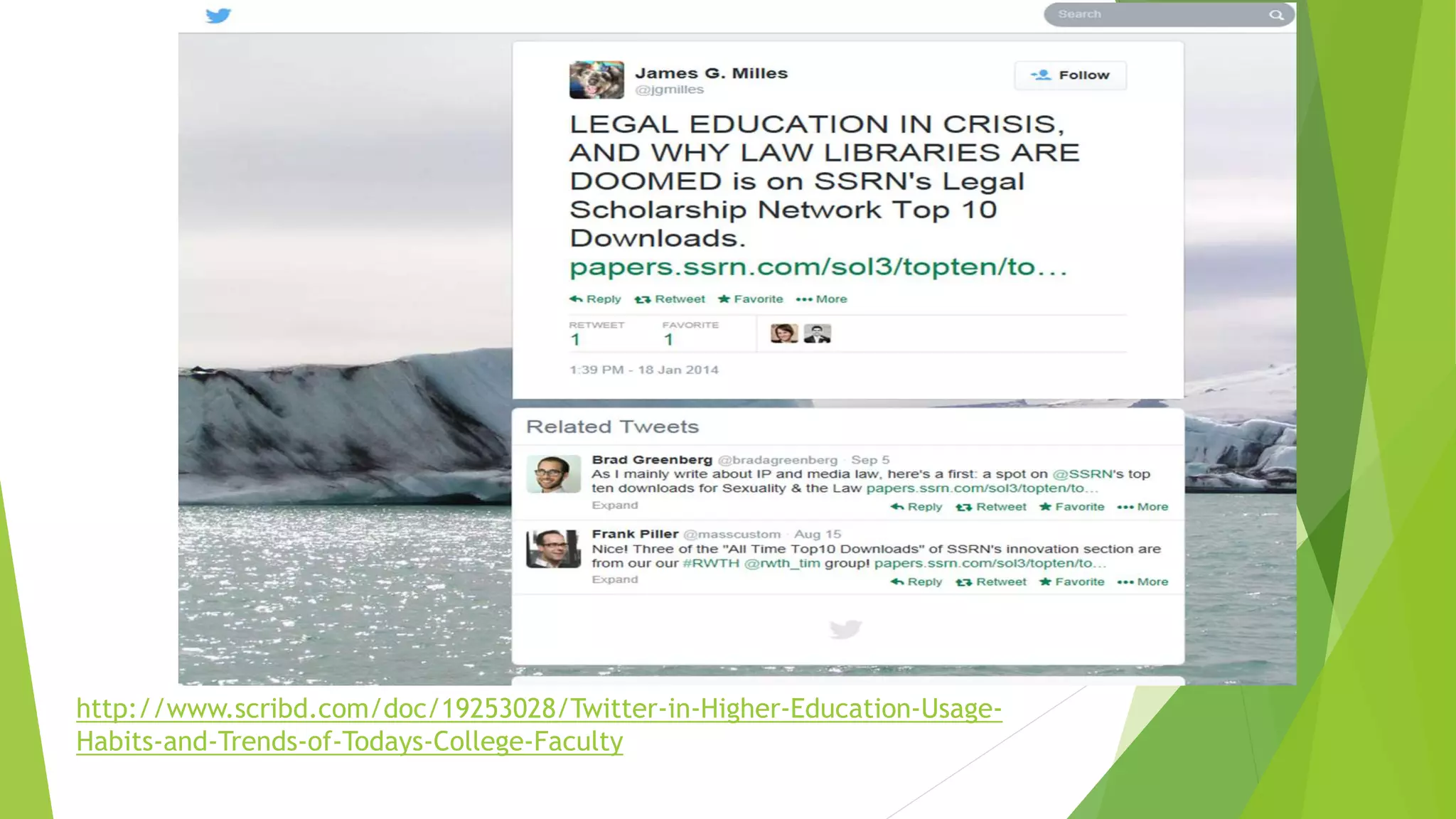 http://www.scribd.com/doc/19253028/Twitter-in-Higher-Education-Usage-
Habits-and-Trends-of-Todays-College-Faculty