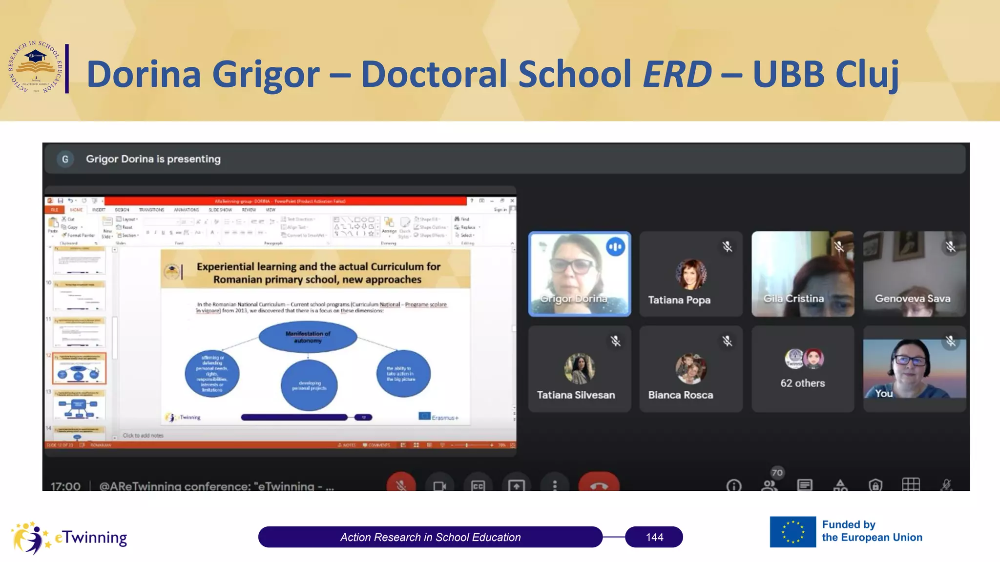 Dorina Grigor – Doctoral School ERD – UBB Cluj
Action Research in School Education 144
 