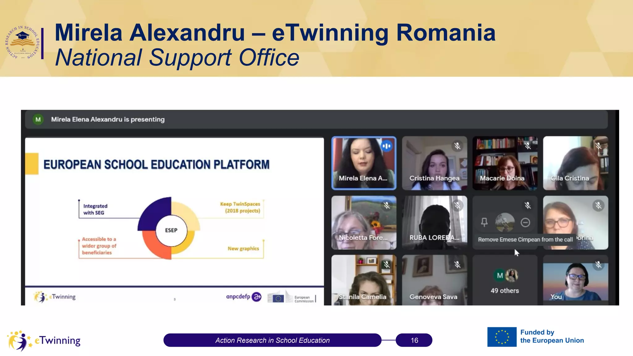 Mirela Alexandru – eTwinning Romania
National Support Office
Action Research in School Education 16
 
