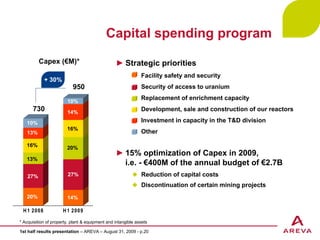 AREVA, First Half 2009 Results And Outlook | PDF