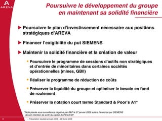 AREVA, resultats annuels 2008