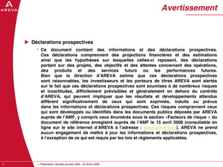 AREVA, resultats annuels 2008