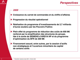 AREVA, resultats annuels 2008