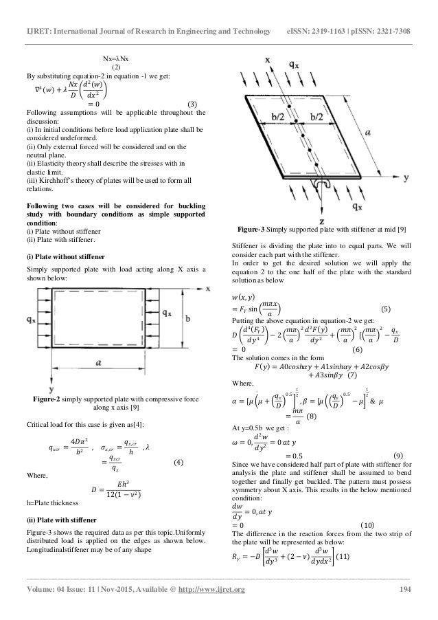 A review and buckling analysis of stiffened plate