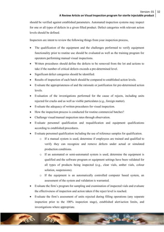 A review article on visual inspection program for sterile injectable ...