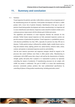 A review article on visual inspection program for sterile injectable ...