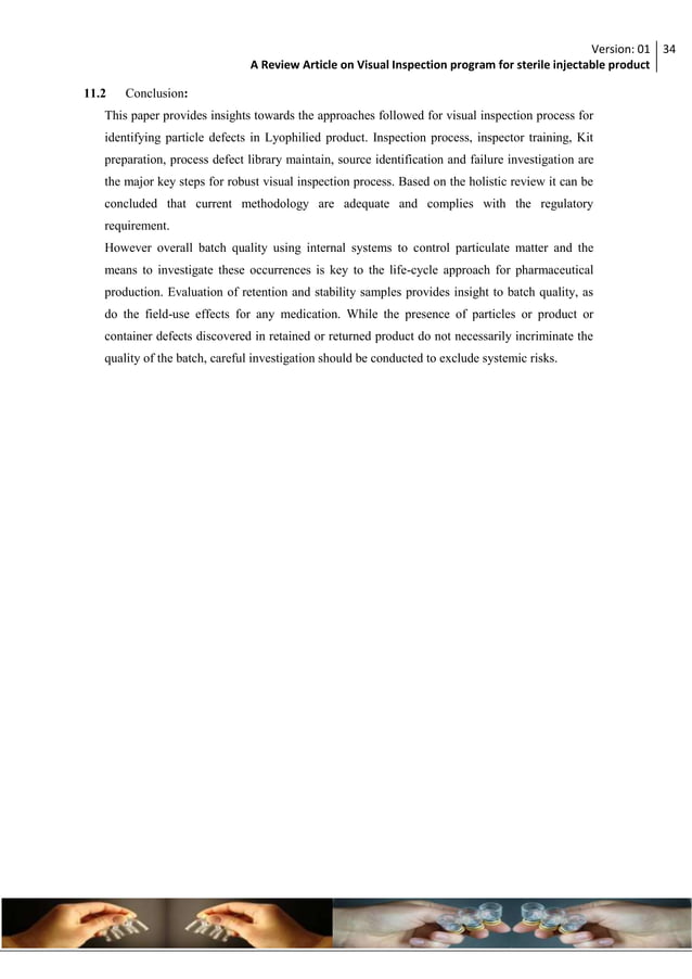 A review article on visual inspection program for sterile injectable ...