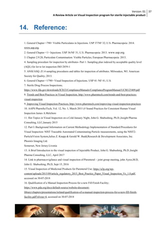 A review article on visual inspection program for sterile injectable ...