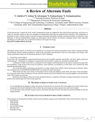 A Review Of Alternate Fuels | PDF