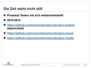 © OPITZ CONSULTING GmbH 2014 
Seite 33 
Projektrückblick: camunda BPM bei Freenet 
Die Zeit steht nicht still 
Prozesse T...
