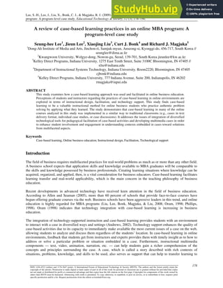 A review of case-based learning practices in an online MBA program A ...