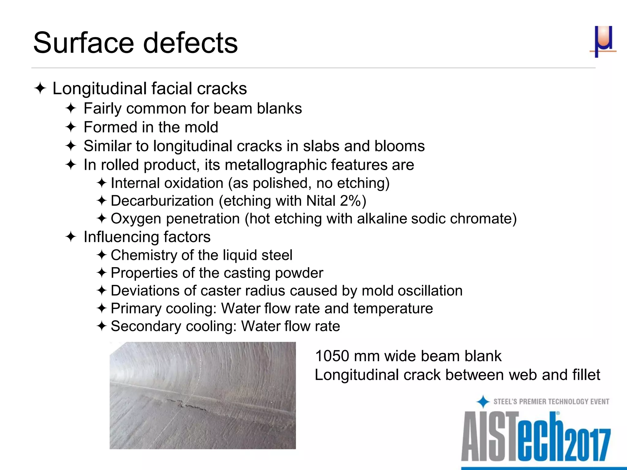 A review of defects in beam blank casting and the measures proposed for ...