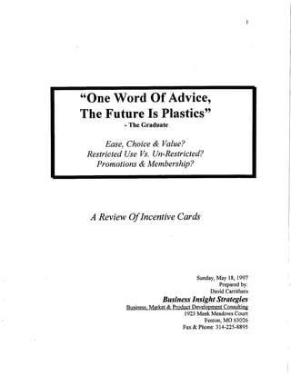 A Review of Incentive Reward Cards 1997 - White Paper