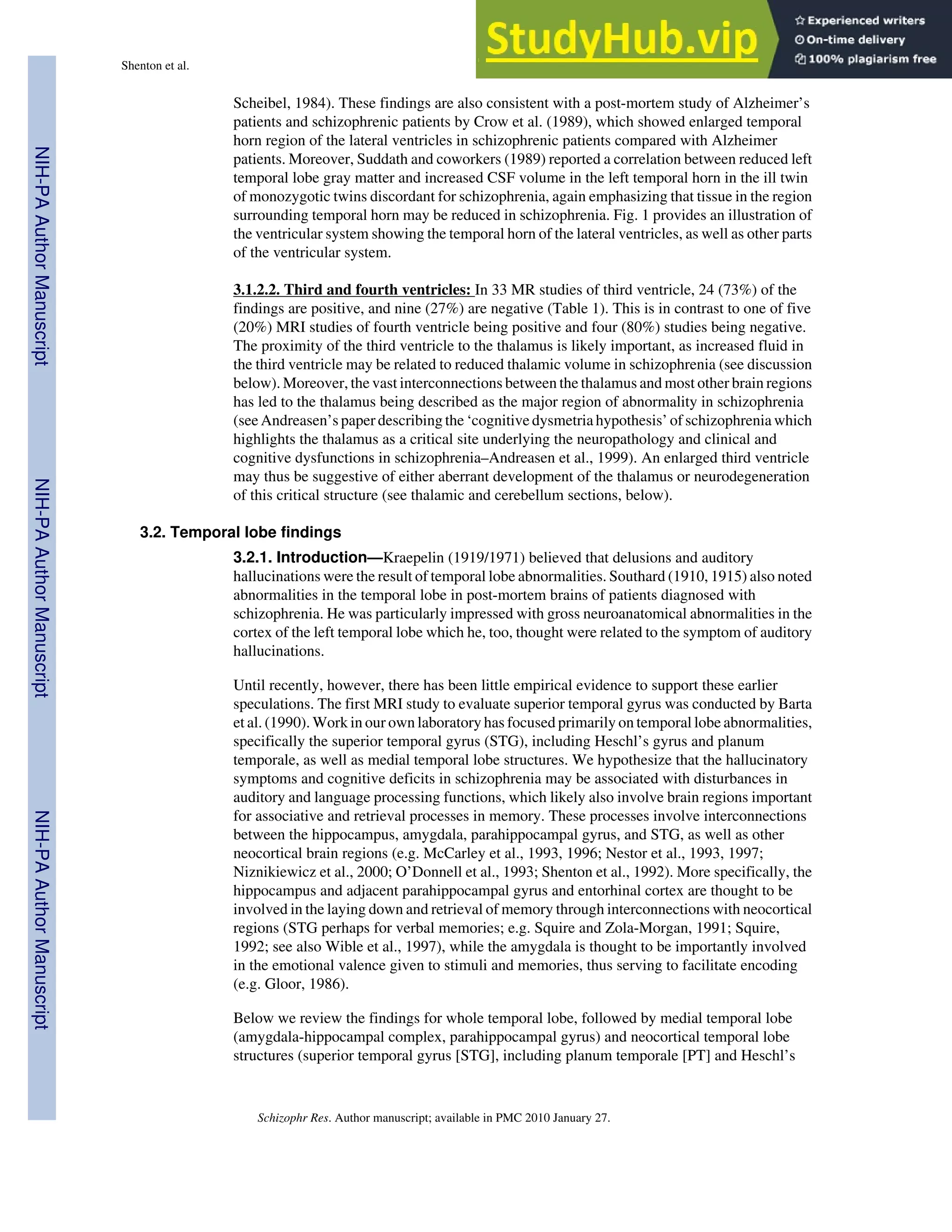 A Review Of MRI Findings In Schizophrenia | PDF