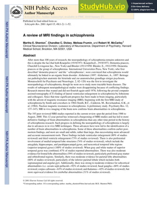 A Review Of MRI Findings In Schizophrenia | PDF