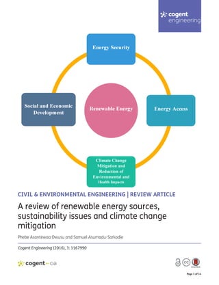 A review of renewable energy sources sustainability issues and climate ...