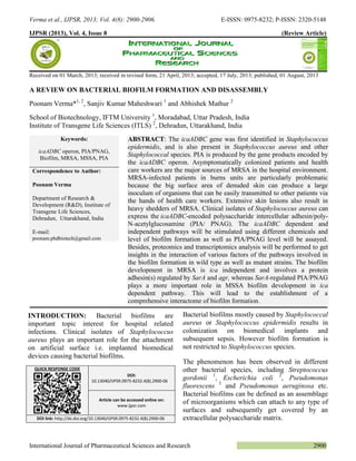 A review on bacterial biofilm formation and disassembly | PDF