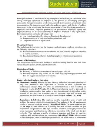 Emphasize Retention A Review On Literature Employee Retention | PDF