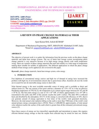 A review on phase change materials and their applications (1) | PDF