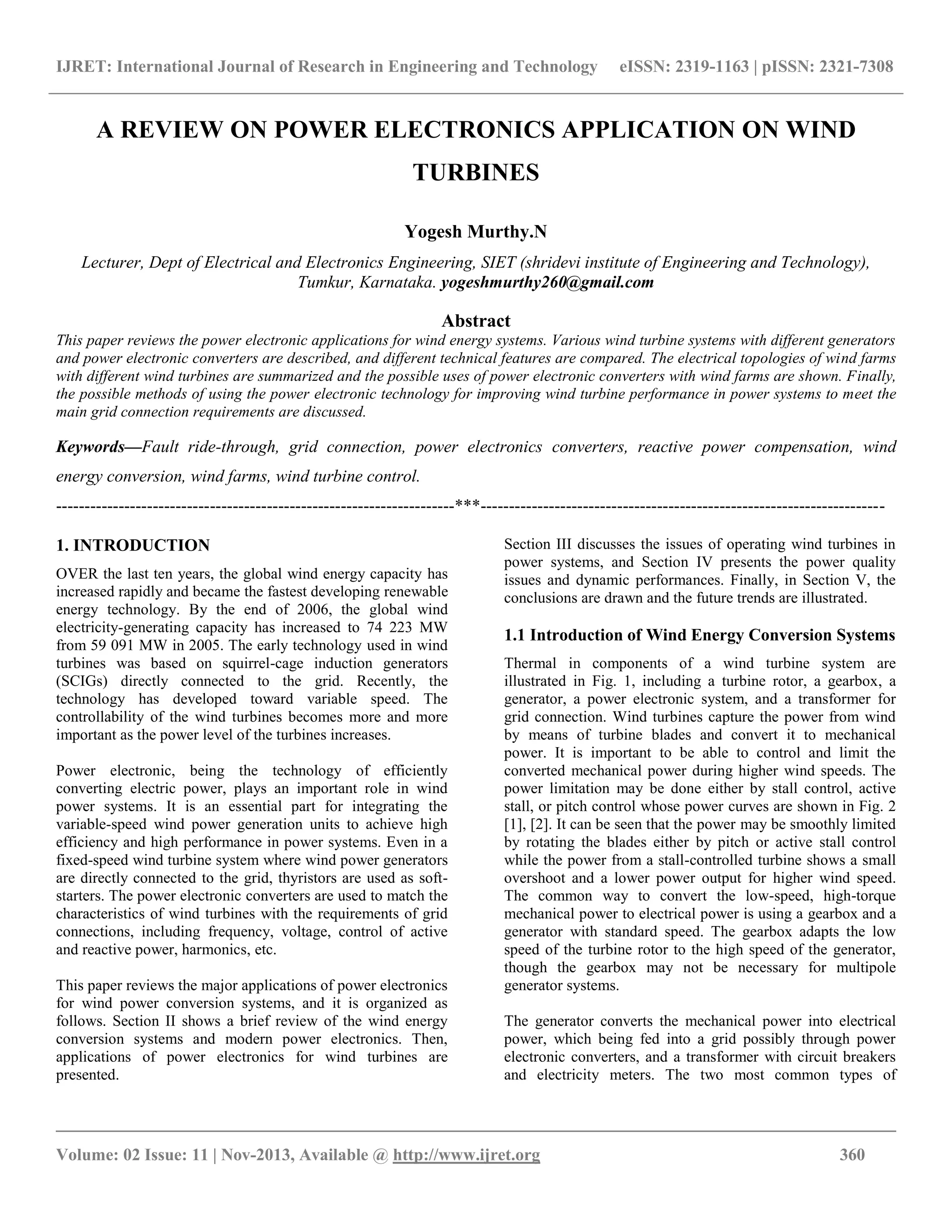 A review on power electronics application on wind turbines | PDF