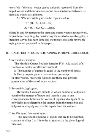 A review on reversible logic gates and their implementation | PDF