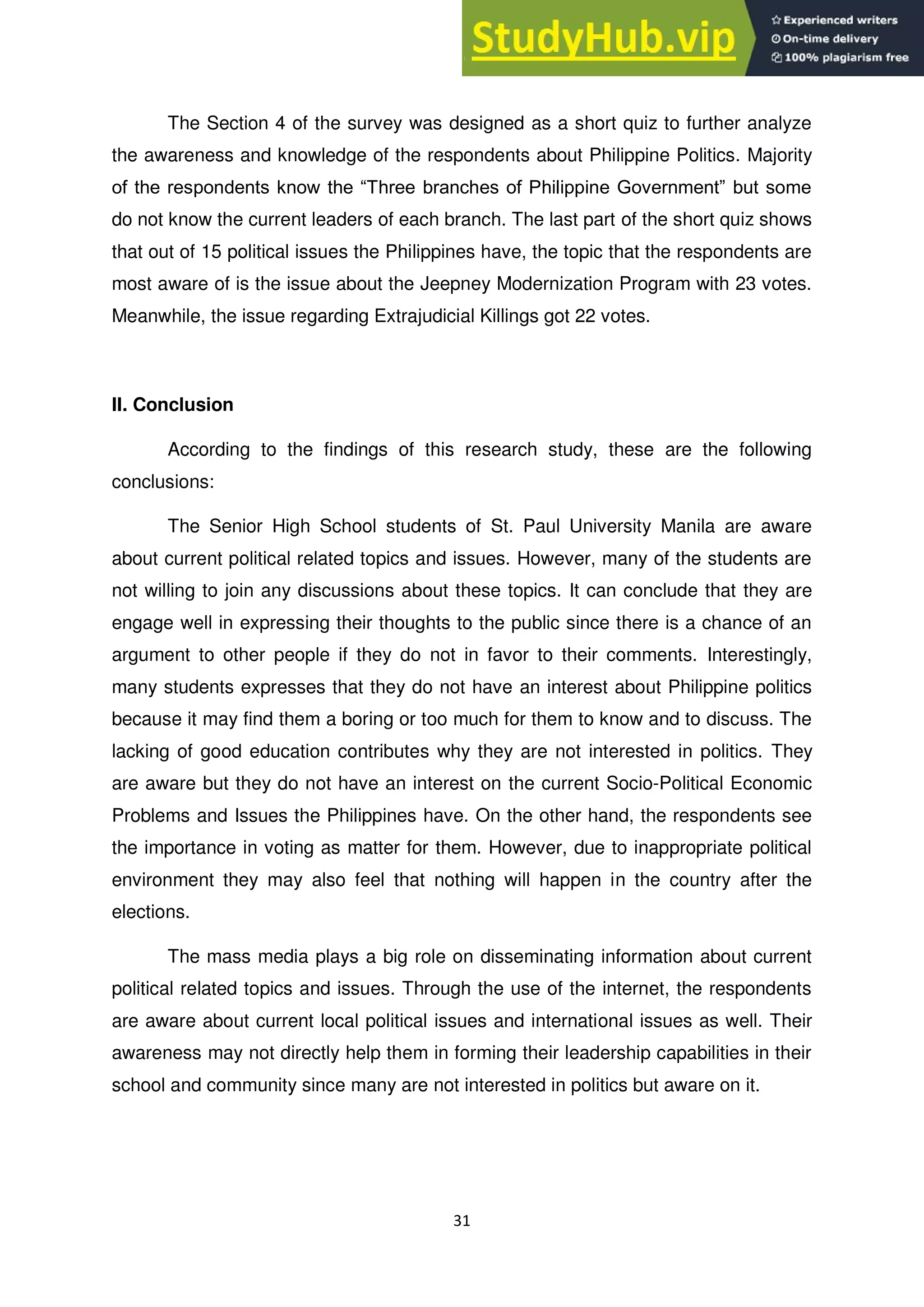 A REVIEW ON THE POLITICAL AWARENESS OF SENIOR HIGH SCHOOL STUDENTS OF ...